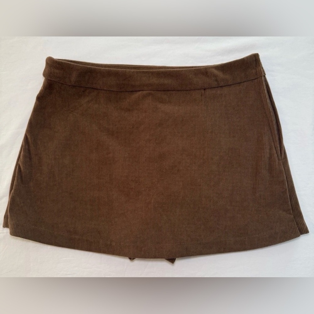 Altar’d State Skort Womens Small Brown Mini Skirt Corduroy Shorts Zip 26" × 12" - Picture 2 of 8